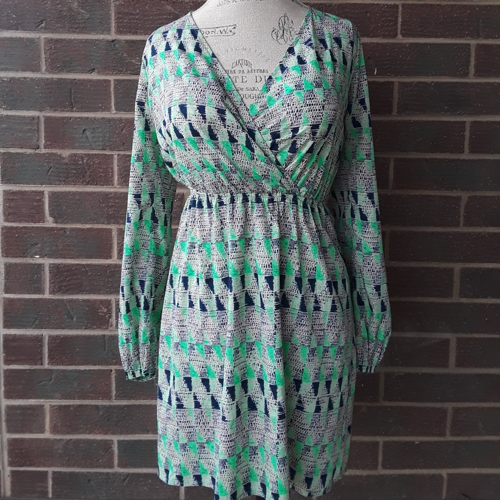 Charlotte Russe  Blue Green Long Sleeve Dress